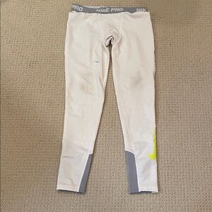 Nike Pro Dri Fit Kids Leggings in White and Gray